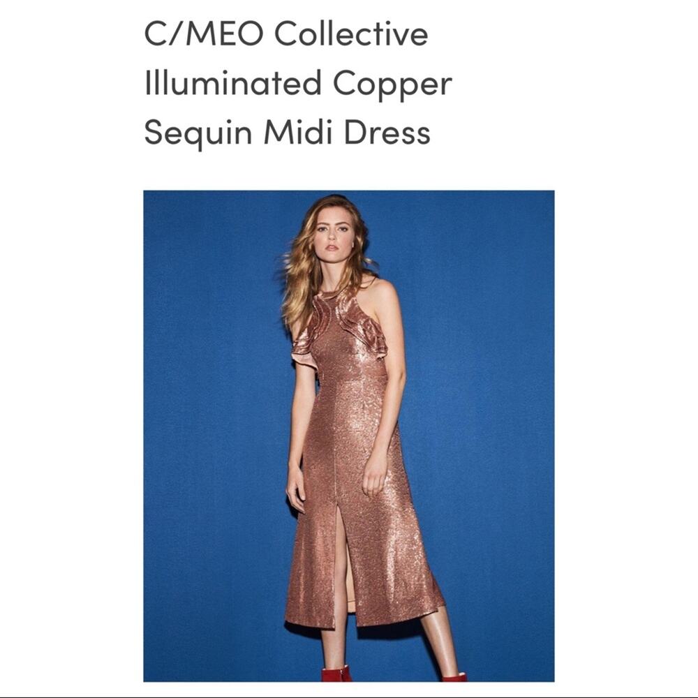 C/Meo Collective metallic sequin midi dress